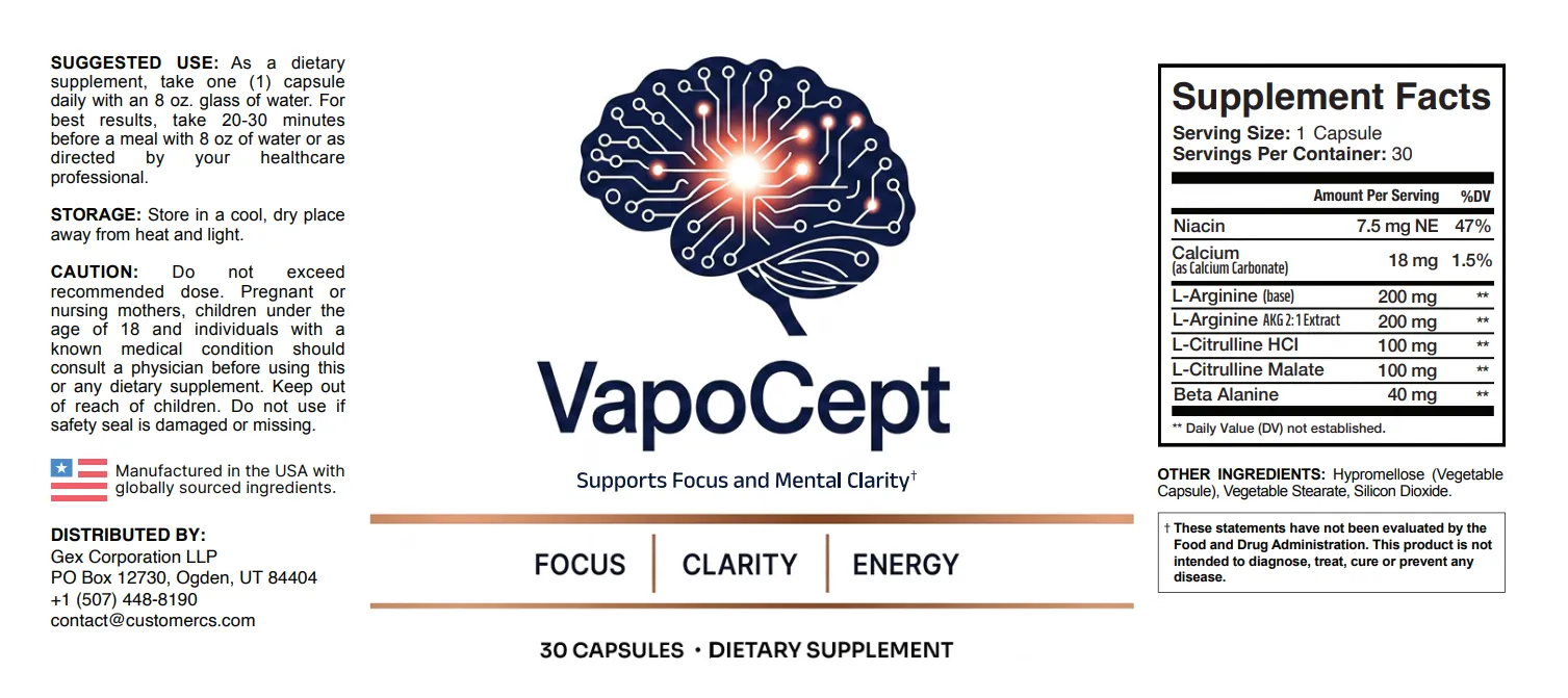 VapoCept Supplement Label